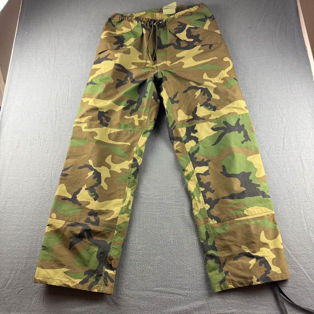 Military Trousers Men's M L Green Camo ECWCS Gore-Tex Cold Weather Pants DLA100